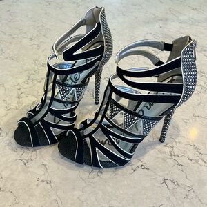 Sam Edelman Jazz Snake Embossed Sandals Heels 8.5